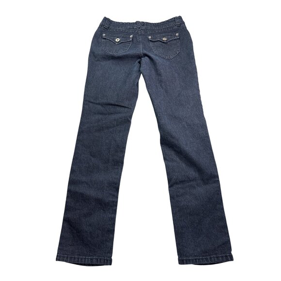 Roz & Ali Womens Skinny Jeans Size 8 Dark Wash Blue Cotton Blend - Picture 2 of 4